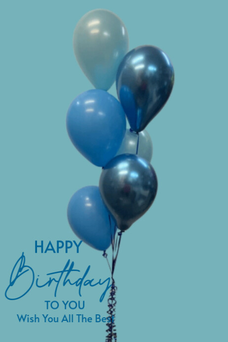 Blue Modern & Minimal Happy Birthday To You  Poster Plakat template
