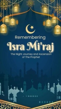 Blue Modern & Minimal Happy Isra Mi'raj Reel Instagram Instagram-Reel template