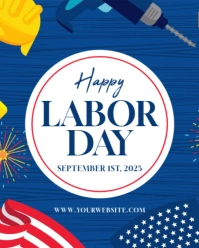 Blue Modern & Minimal Happy Labor Day Instagram Portrait template