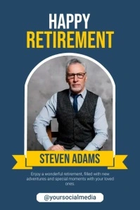 Blue Modern & Minimal Happy Retirement Poster template