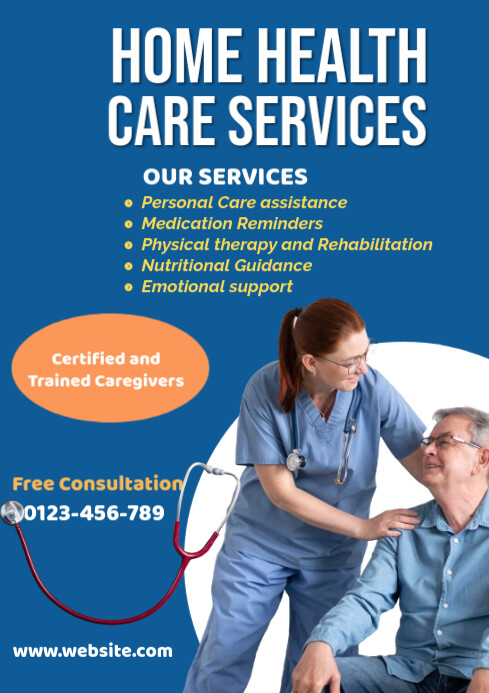 Blue Modern & Minimal Home Health Care Services A2 template