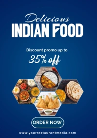 Blue Modern & Minimal Indian Food A2 template