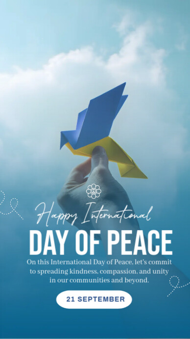 Blue Modern & Minimal International Day Of Pe Instagram Story template