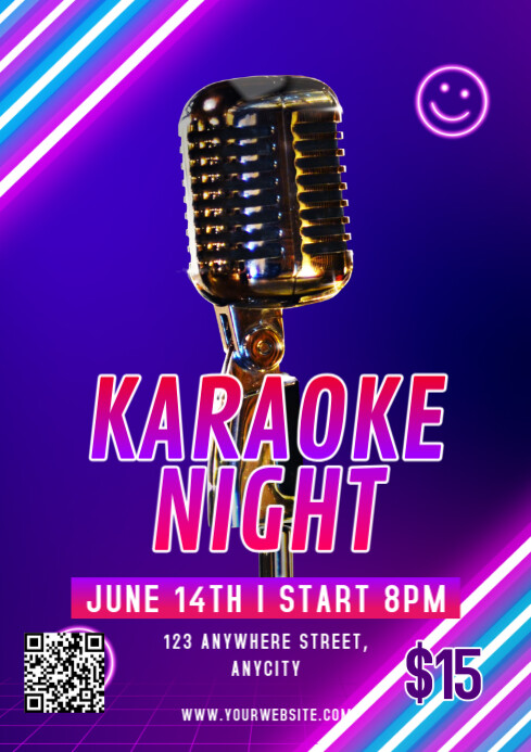 Blue Modern & Minimal Karaoke Night A2 template