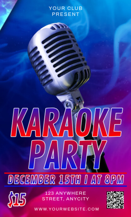 Blue Modern & Minimal Karaoke Party Legal As template