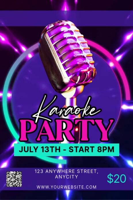 Blue Modern & Minimal Karaoke Party Poster Plakat template