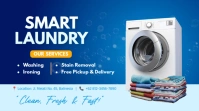 Blue Modern & Minimal Laundry Service Digital Display (16:9) template