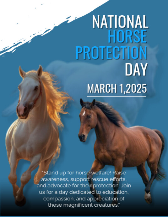 Blue Modern & Minimal National Horse Protection Day Flyer (us Letter) template