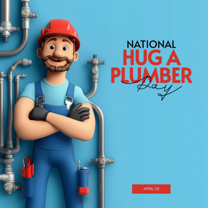 Blue Modern & Minimal National Hug A Plumber Day Instagram Post template