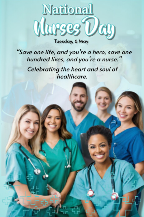Blue Modern & Minimal National Nurses Day Poster template