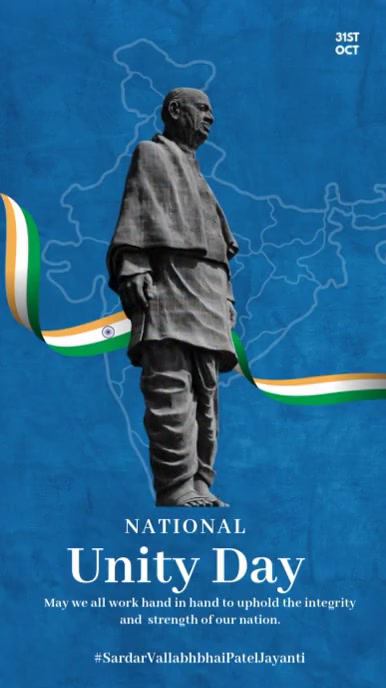 Blue Modern & Minimal National Unity Day  Instagram Reel template