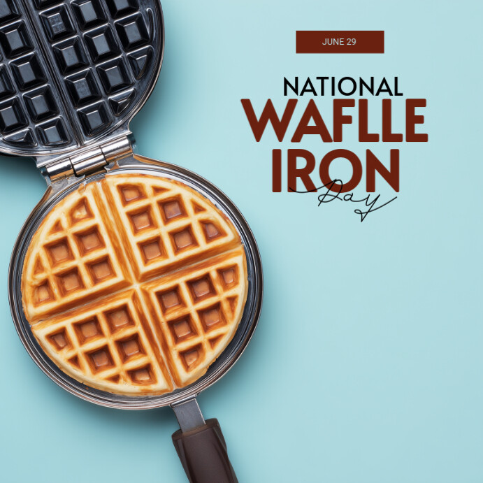 Plantilla de Blue Modern & Minimal National Waffle Iron Day Instagram