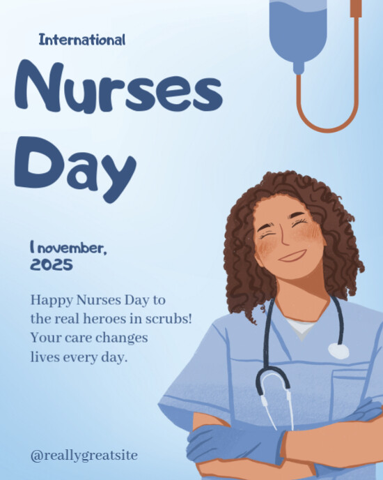 Blue Modern & Minimal Nurse Day  Instagram Portrait template