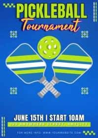 Blue Modern & Minimal Pickleball Tournament A2 template