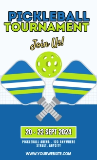 Blue Modern & Minimal Pickleball Tournament L US Legal template