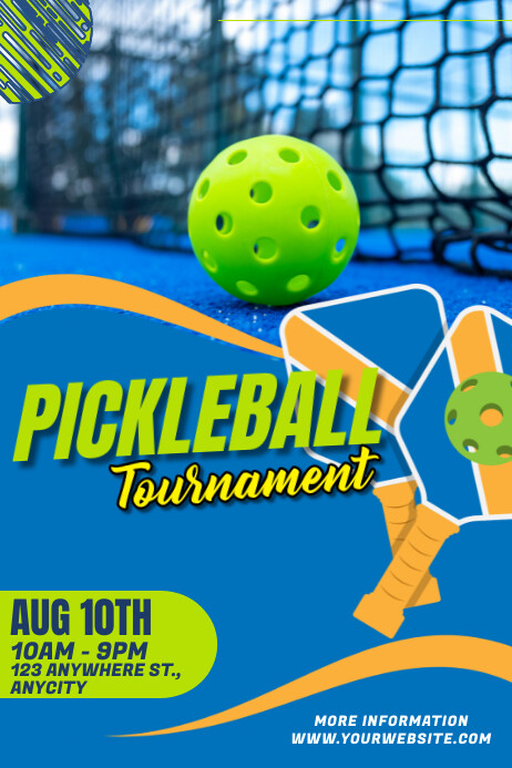 Blue Modern & Minimal Pickleball Tournament P Plakat template