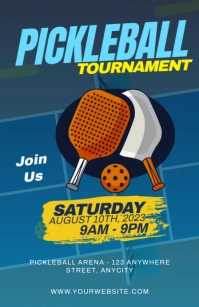 Blue Modern & Minimal Pickleball Tournament T Tabloid template