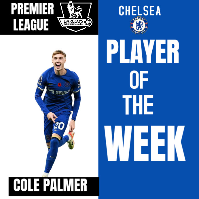 Blue Modern & Minimal Player Of The Match  Instagram Post template