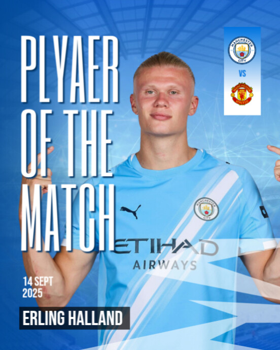 Blue Modern & Minimal Player Of The Match Instagram Portrait template