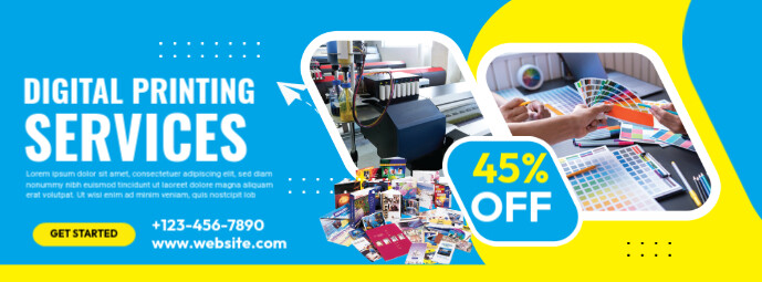 Blue Modern & Minimal Printing Service Templatev Facebook Cover Photo