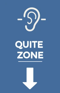 Blue Modern & Minimal Quiet Zone Sign – Blue And White Design With Ear Icon For Noise-free Areas Tab Tabloïd template