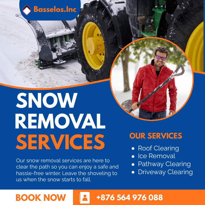 Blue Modern & Minimal Snow Removal Services S Square (1:1) template