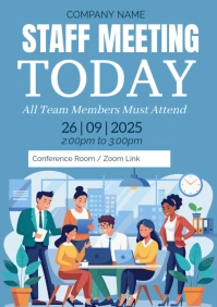 Blue Modern & Minimal Staff Meeting Today A1 template