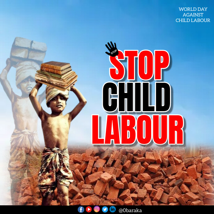 Blue Modern & Minimal Stop Child Labour Insta Instagram Post template