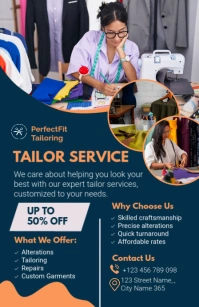 Blue Modern & Minimal Tailor Services  Tabloid Tabloïd template