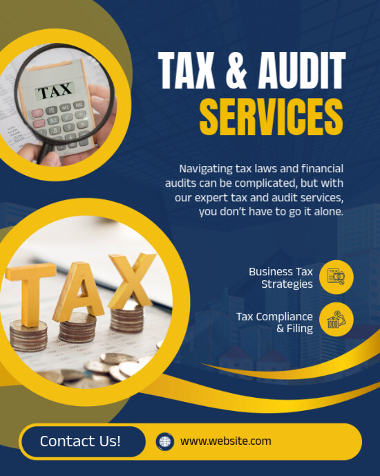 Blue Modern & Minimal Tax And Audit Services  Instagram Portrait template