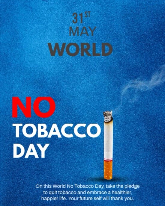 Blue Modern & Minimal Tobacco Day Instagram Portrait template