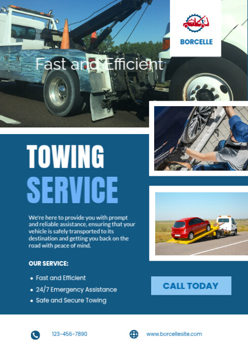 Blue Modern & Minimal Towing Service A4 template