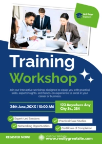 Blue Modern & Minimal Training Workshop Poster Template – Professional Skill Development Event A2