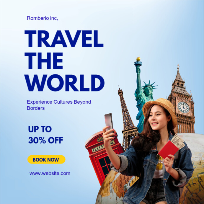 Blue Modern & Minimal Travel Instagram Post template