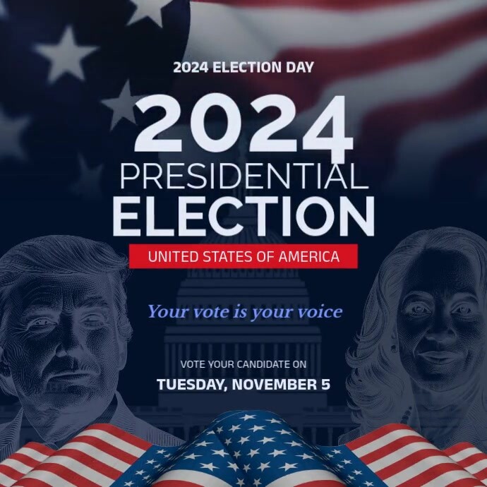 Blue Modern & Minimal Us Presidential Election Instagram Post Wpis na Instagrama template