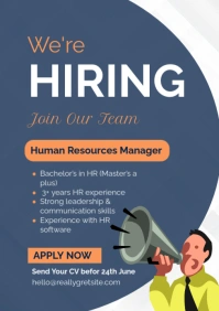 Blue Modern & Minimal We Are Hiring A2 template
