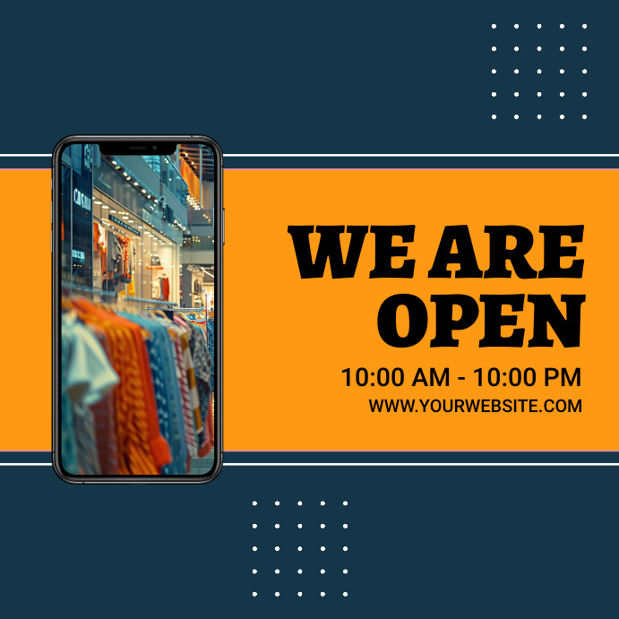 Blue Modern & Minimal We Are Open Instagram P template