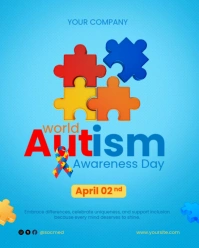 Blue Modern & Minimal World Autism Awareness  Instagram Portrait template