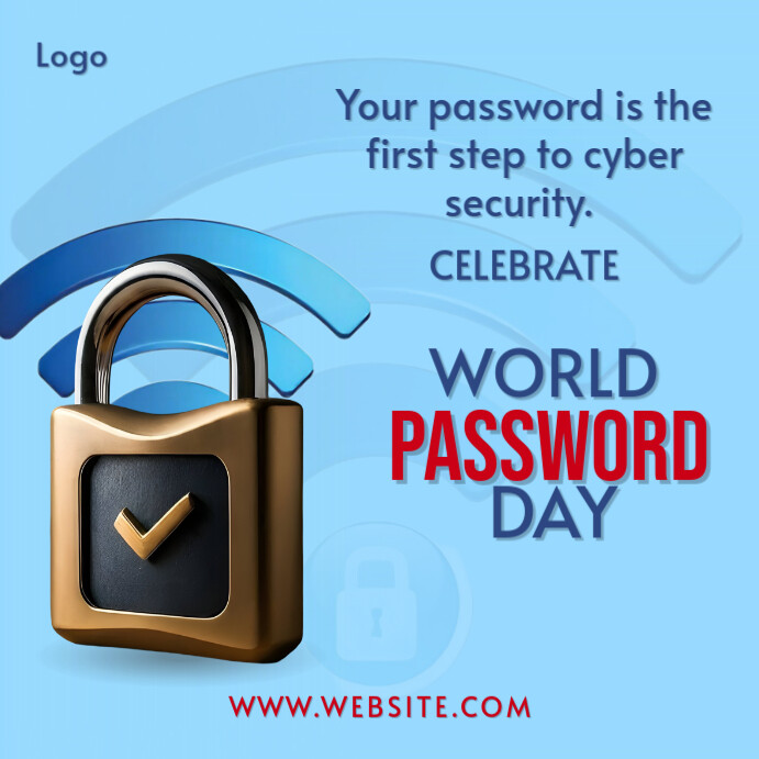 Blue Modern & Minimal World Password Day Instagram Post template
