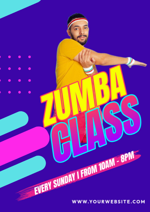 Blue Modern & Minimal Zumba Classes A2 template