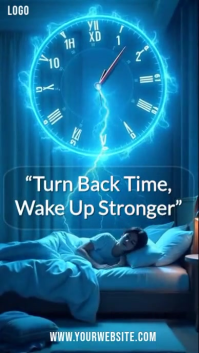 Blue Modern & Minimal “turn Back Time While You Sleep – Wake Up Stronger!” Digital Display (9:16) template