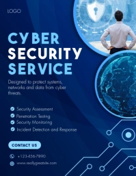 Blue Modern Cyber Security Service Flyer template