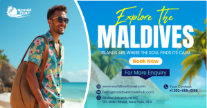 Blue Modern Explore the Maldives Facebook Event Cover Template