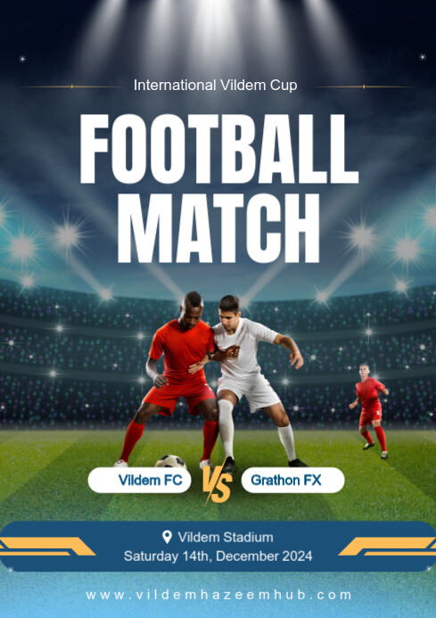 Football Rivals Flyer Blue Modern Football Match Flyers Template | PosterMyWall