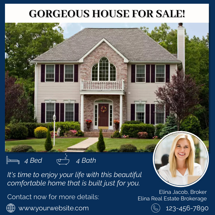 Blue Modern For Sale Home Post for Realtors Template | PosterMyWall