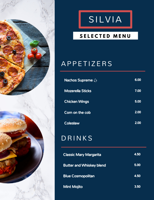 Blue Modern Menu Template | PosterMyWall