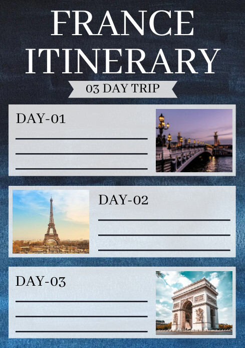 Blue Modern Travel Itinerary Planner Template | PosterMyWall
