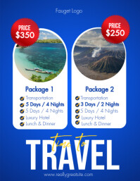 Blue Modern Travel Tour Packages Instagram Post Flyer (US Letter) template