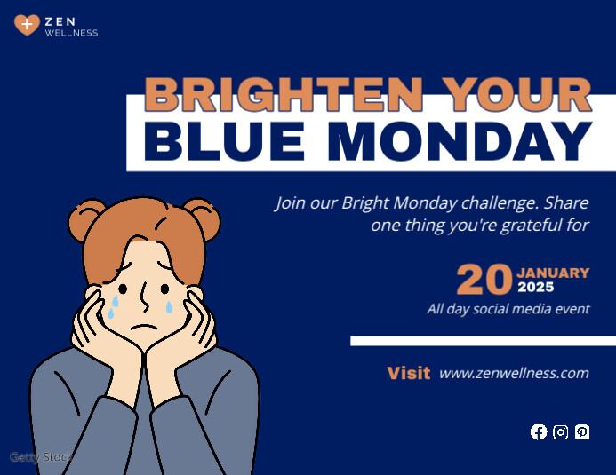 Blue Monday banner 传单(美国信函) template