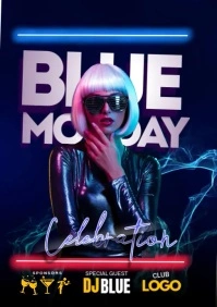 Blue Monday Party Video A4 template